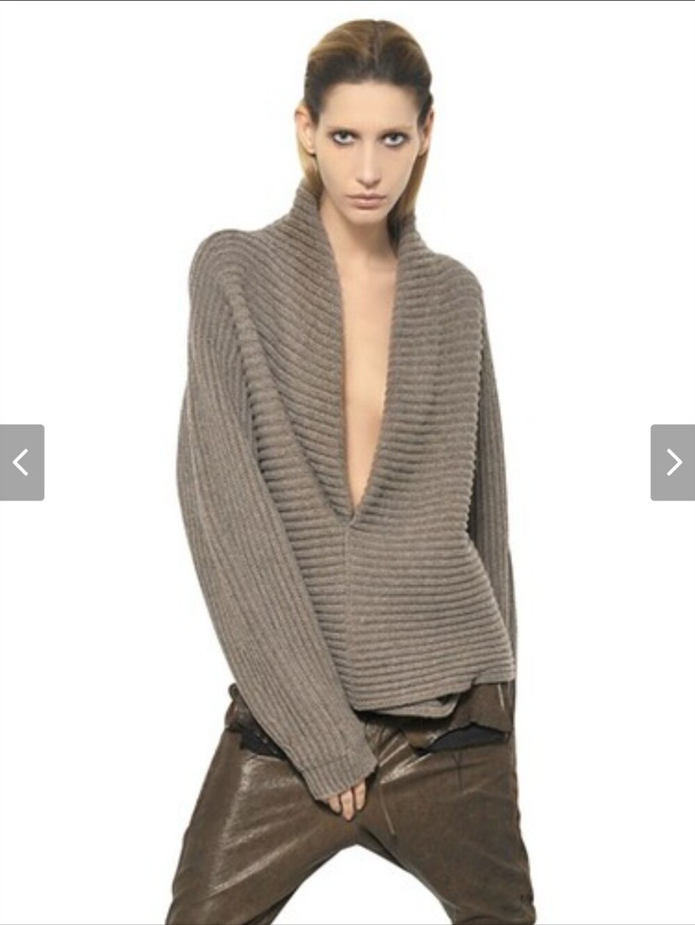 Haider Ackermann Archive Ribbed Knit Wrap Sweater Shawl Collar Gray XS FW13